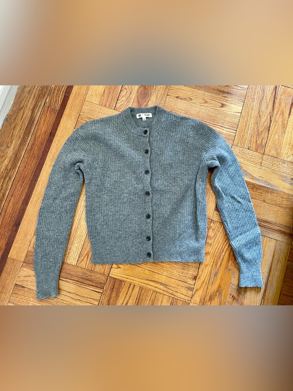 Uniqlo x Comptoir Des Cotonniers Women's Grey Ribbed Button Cardigan, Size Small